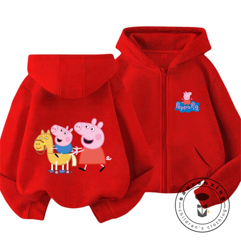 Soft Casual Zipper Hooded Sweatshirt Cute Cartoon Winter Trendy Kids Zipper Hoodie Peppa Pig 3 14 Years