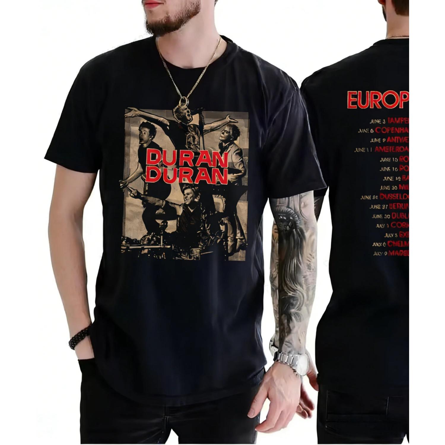 

Hot! Duran Duran Band Europe Tour Heavy Cotton Black Loose and Breathable Men s and Women s Same Crew Neck Pure Cotton T-shirt S чёрный