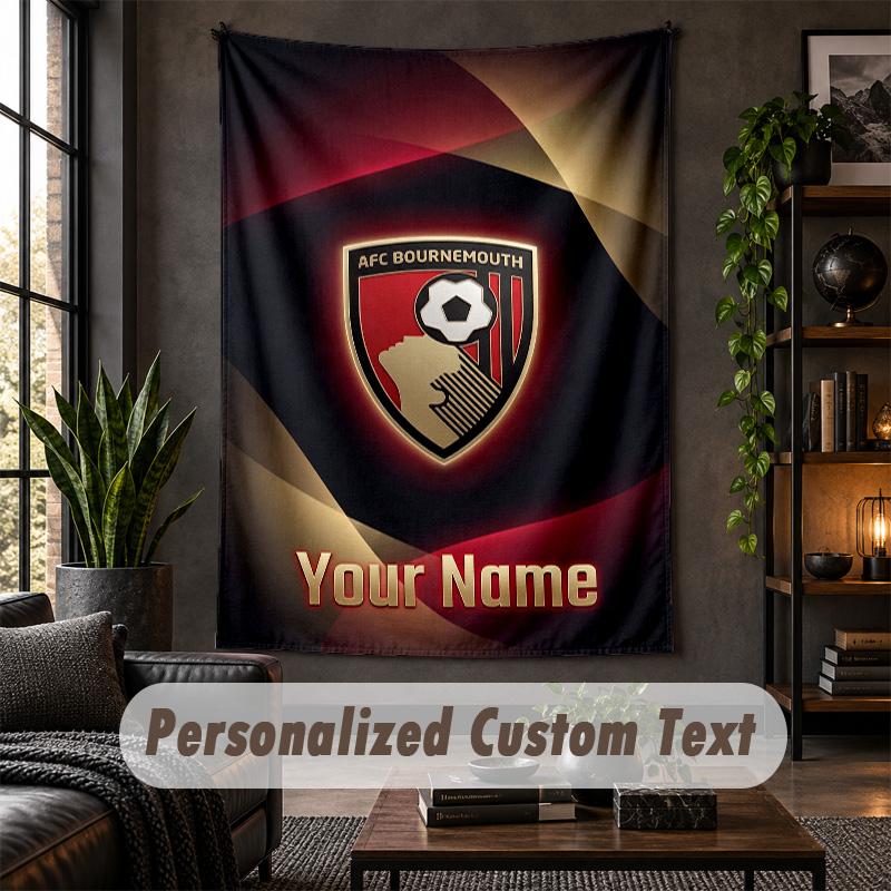 Wall Tapestry Bournemouth Football Print Custom Name Text Wall Hanging Home Decor