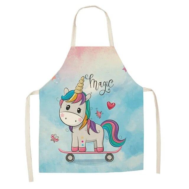 

Милый мультяшный фартук из серии единорогов для взрослых, детей, интерактивный фартук для родителей и детей, аксессуары для домашней кухни 47x38cm