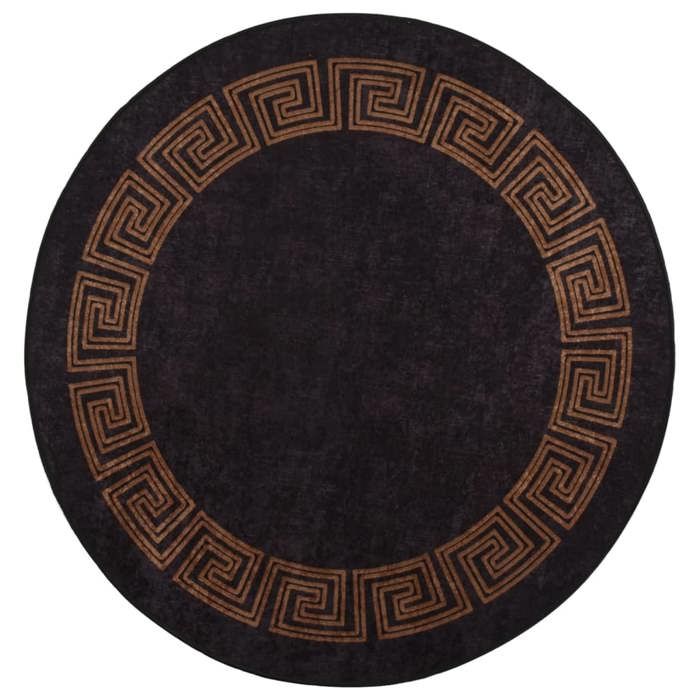 VidaXL Tapis lavable noir et doré Ø 200 cm antidérapant 136630