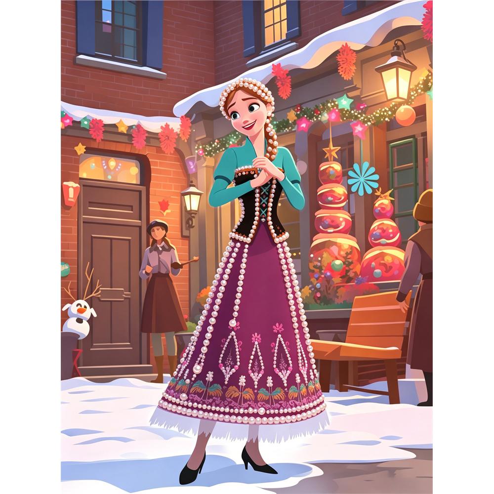 

Disney Pearl Painting Princess Anna DIY Pearl Art Painting Pearl Gem Painting Pictures Crafts Special Shape Home Wall Decoration 30x40