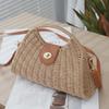 Seaside Holiday Retro Woven Beach Bag - Women's Handheld Shoulder Crossbody
