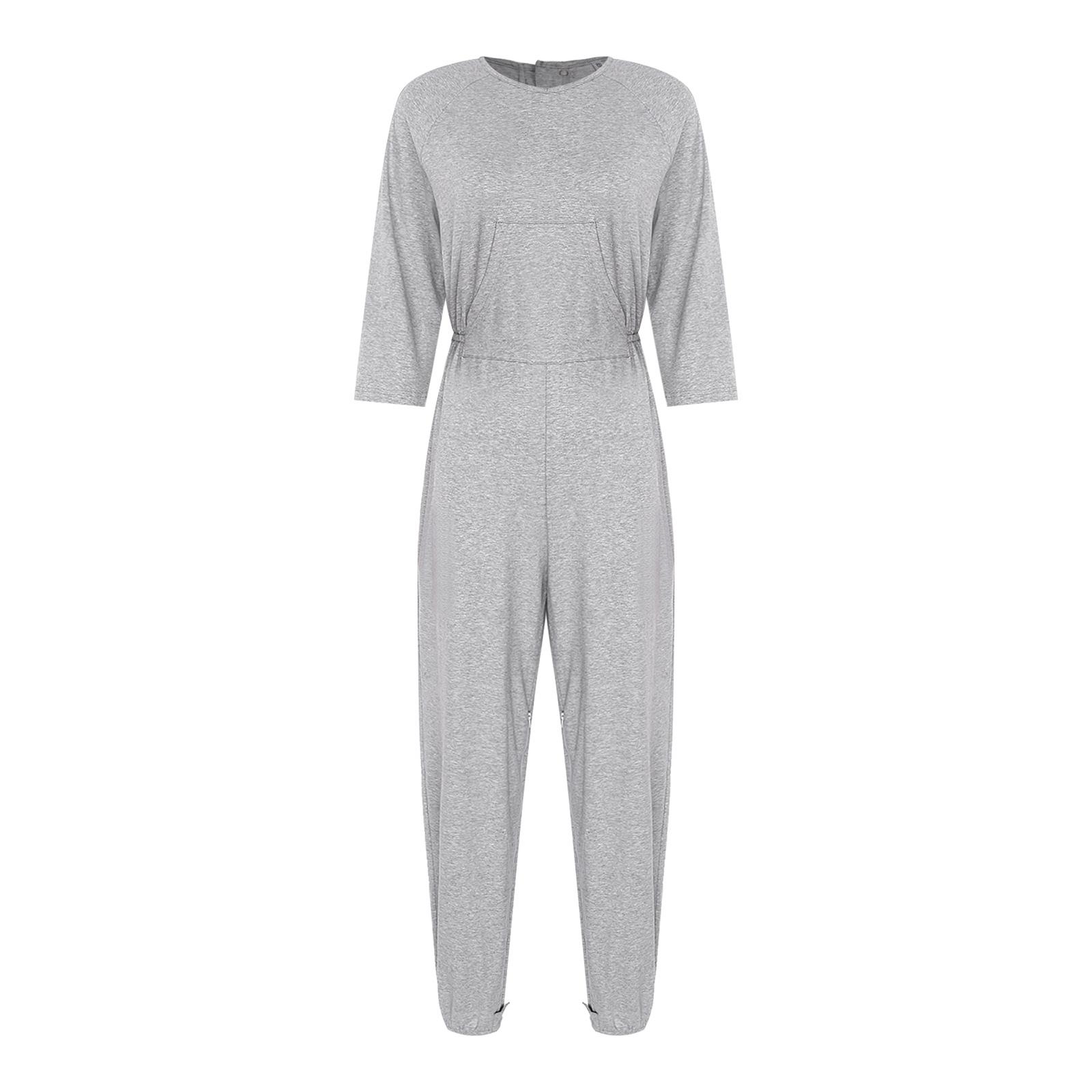 

Жіночий адаптивний комбінезон для літніх людей проти розстібання, подвійна блискавка на задніх ногах, довгий рукав, довгі штани, кігуру для догляду S сірий