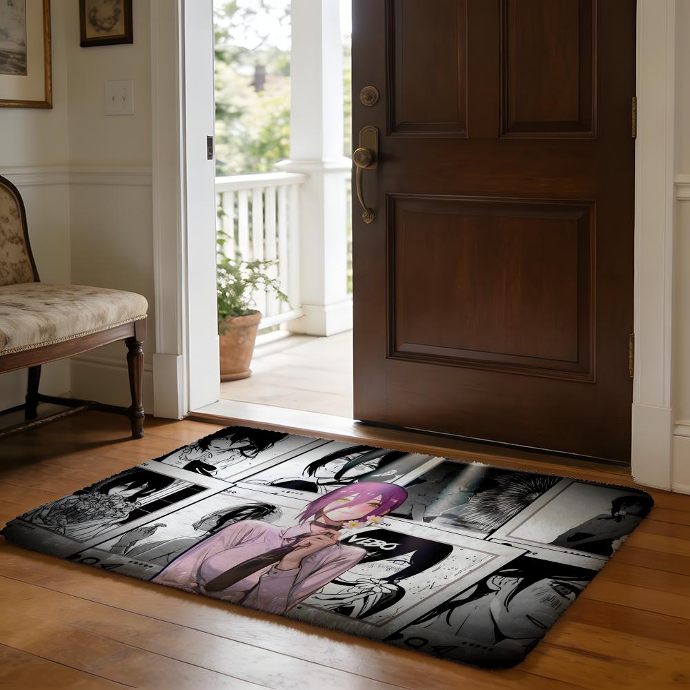 Hot Anime CChainsaw MMan Floor Mat Soft Flannel Absorbent Mat Non-Slip Rug Home Bedroom Bathroom