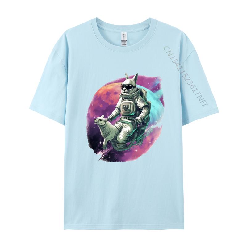 Astronaut Känguru Reitet Auf Einem Pferd T-Shirt für Männer Tier T-Shirts Verrückte Oberteile T-Shirts Im Angebot Grafik T-Shirts