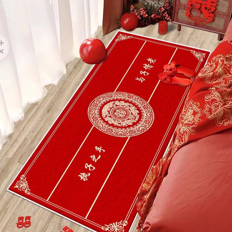 Chinese Red Living Room Carpet Entrance Large Area Rugs Luxurious Soft Room Decoration Home Mats Non-slip Alfombras Para Sala