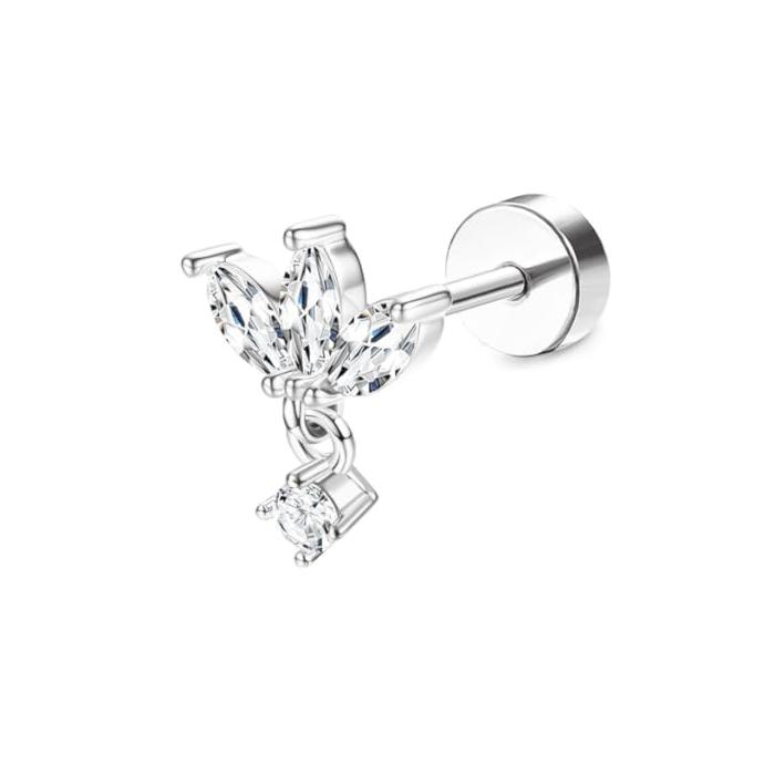 Bobisty Surgical Steel Flat Back Earrings for Women Helix Stud Hoop Earrings Cartilage Earrings Tragus Helix Piercing Jewelry
