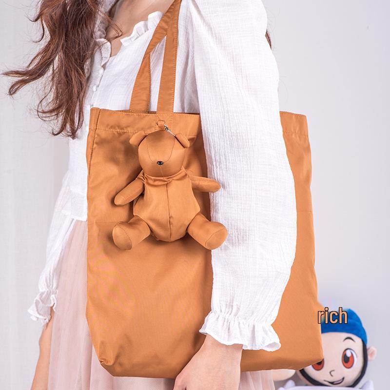 Foldable Nylon Shopping Bag with Little Bear Design