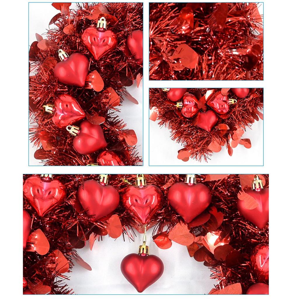 Valentine's Day Heart-shaped Three-dimensional Garland Outdoor Front Door Courtyard Porch Celebration Highlight Decoration Hanging Decoration