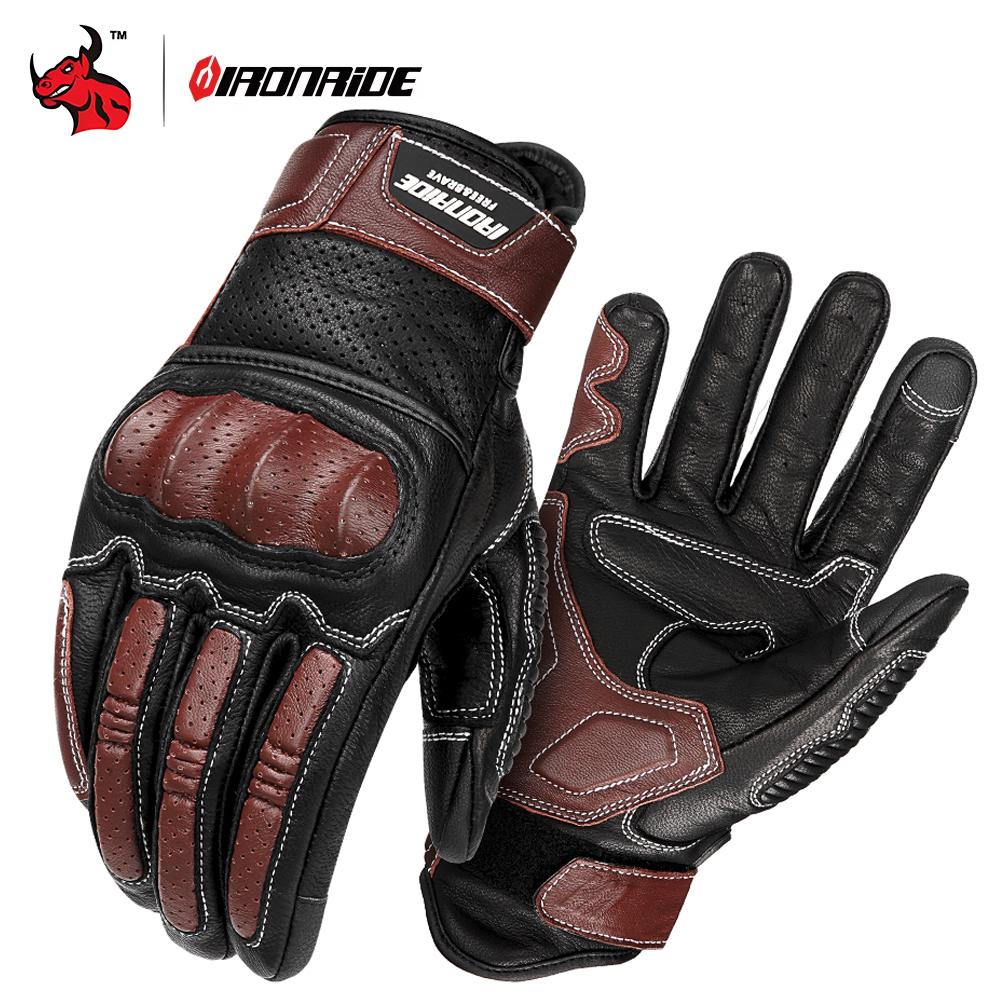 Retro Motorcycle Gloves Unisex Soft Leather With Airflow Perforated Knuckles Touchscreen Fingers for Vintage Riding Style Gloves