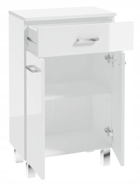 Bathroom cabinet 50x85cm standing on legs, white gloss Mea