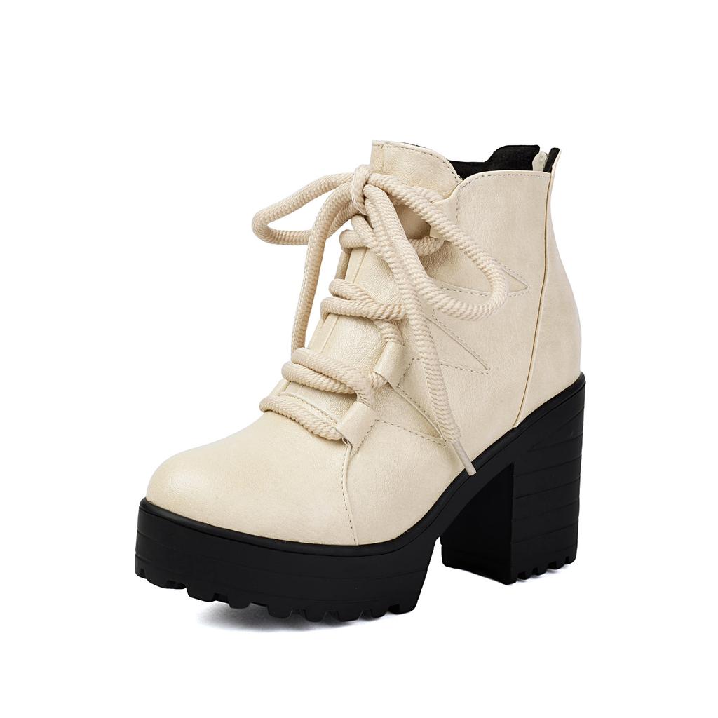 Kurze Stiefel und Stiefeletten Retro Dicke Seile Römische Stiefel Hoher Absatz Professionelle Stiefel 40-46 Große Größen Stiefel