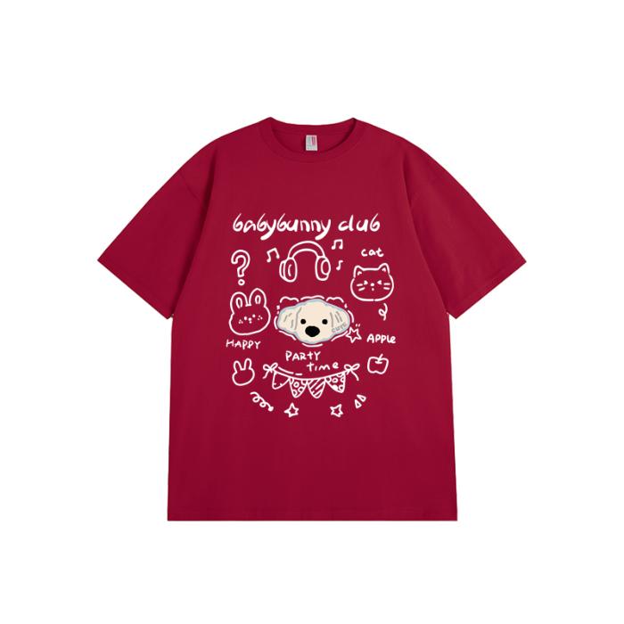 harajuku Round Neck oversize Casual Y2K Tops young girl t shirts 2025 summer pure cotton Women funny cartoon Print T-Shirt streetwear