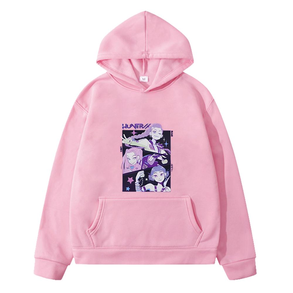 

Kawai anime hoodie kpop demon hunters kids Jacket Pullover Head Portrait Sweet Casual Sweatshirt y2k sudadera kids clothes girls 130 розовый