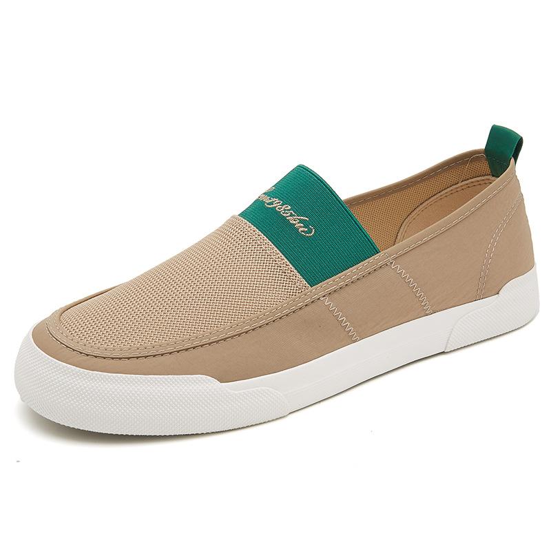 New Summer Mens Shoes Trendy, Comfortable and Versatile Breathable Low Top Flat Bottom One Foot Pedal Mesh Panel Shoes