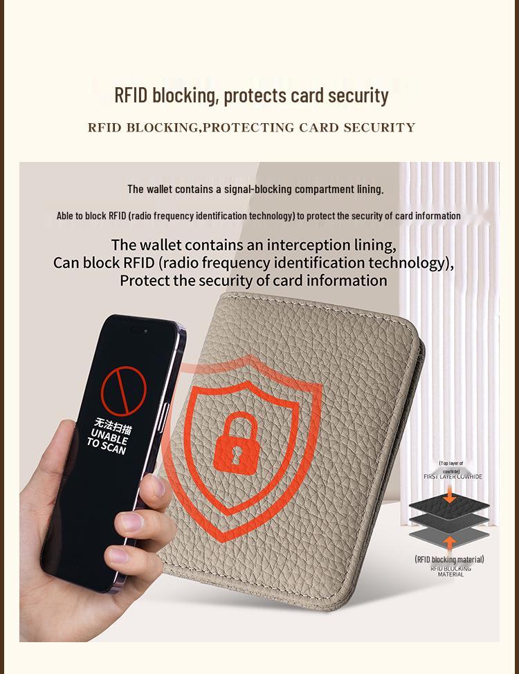 Women's RFID Mini Cowhide Wallet: Ultra-Thin Genuine Leather Anti-Magnetic Card Holder & Coin Purse