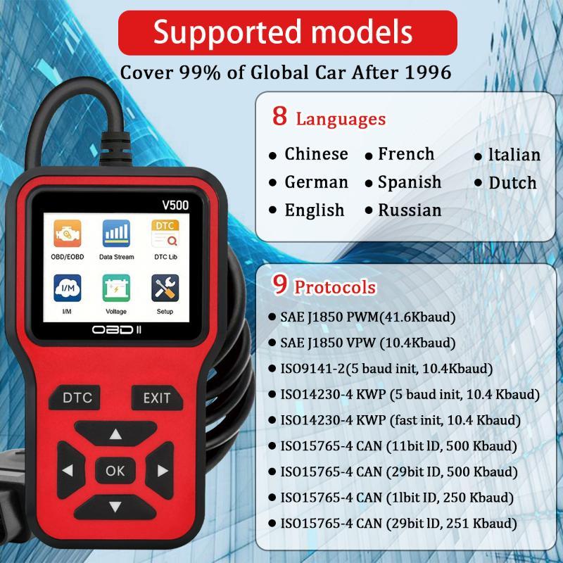 V500 OBD2 Car Diagnostic Tool Engine Fault Code Reader Multifunctional Voltage Load Tester for Auto Mechanics