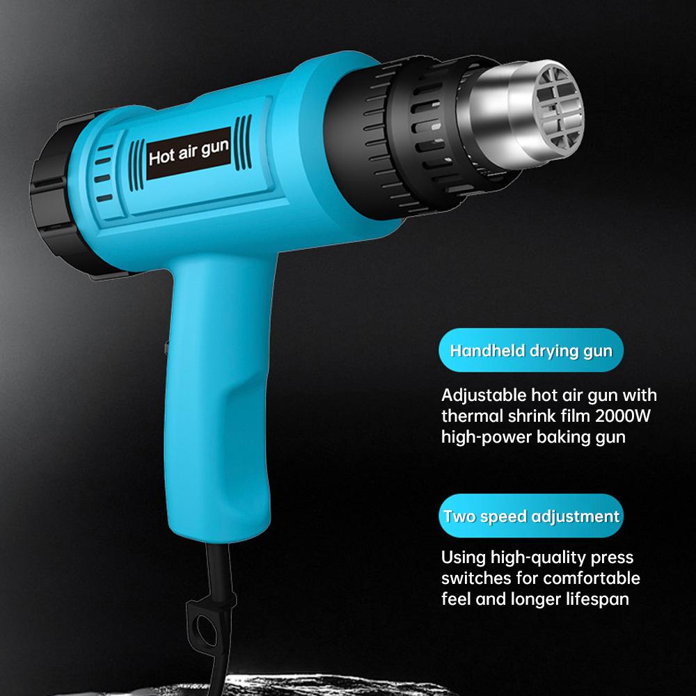 2000W Hot Air Gun Car Film Baking Gun Baking Gun Industrial Heat Shrink Film Plastic Portable Baking Gun Air Volume Adjustable