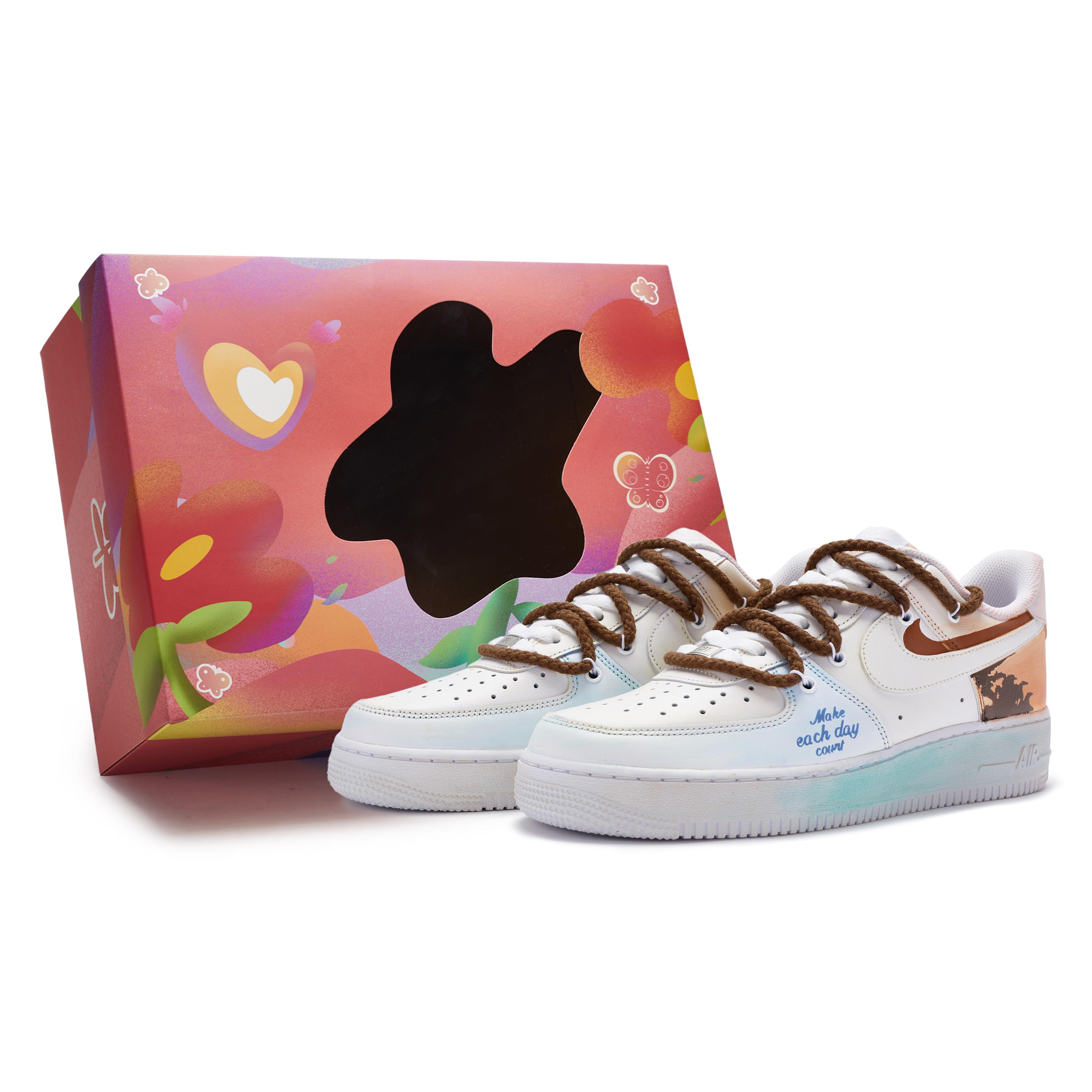 

Nike Air Force 1 BIGNIU Slip Resistant Abrasion Resistant Low top Skateboard Shoes GS White Blue Brown DH2920-111(Team-RS-BOX) 36.5