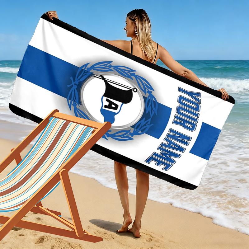 Custom Name Arminia Bielefeld Print Beach Towel, Large Soft Quick Dry Towel for Beach Camping Swimming