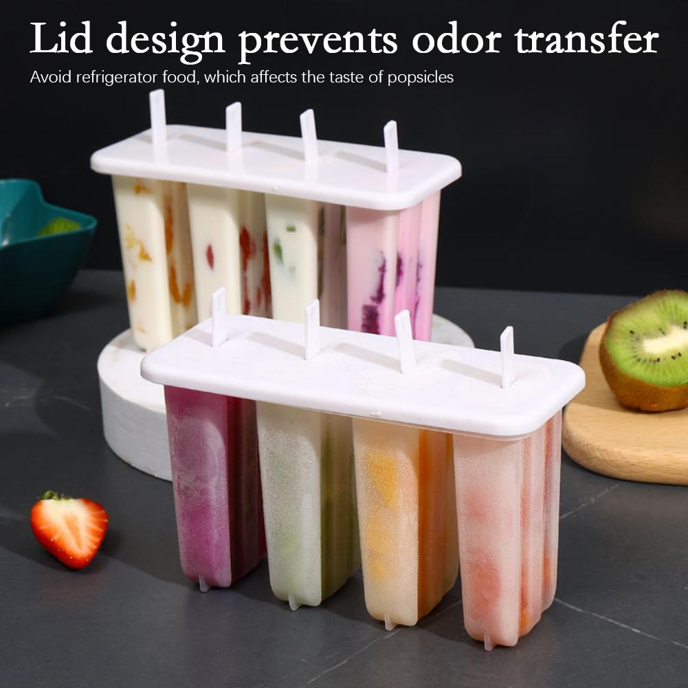 4-Link Old Popsicle Mold With Lid Home Made Homemade Mung Bean Popsicle Homemade Ice Cream Frozen Ice Cream Molds
