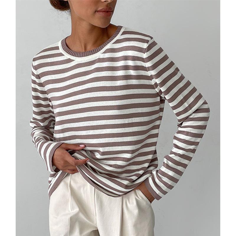 2025 Spring Retro Striped Women's Sweater: Classic European & American Style