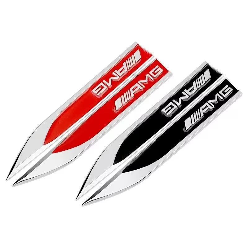 GDX2  2pcs Metal Car Fender Side Wing Emblem Badge Sticker For Mercedes benz W203 W204 W205 W210 CLA CLS GLA Interior Mouldings SKE53