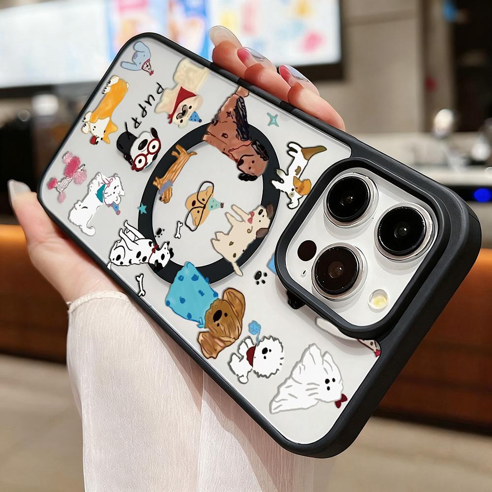 Cute Puppy Cartoon Dog Magnetic Phone Case For iPhone 17 Pro Case iPhone 16 13 11 12 14 15 Pro Max Matte Clear Shockproof Cover
