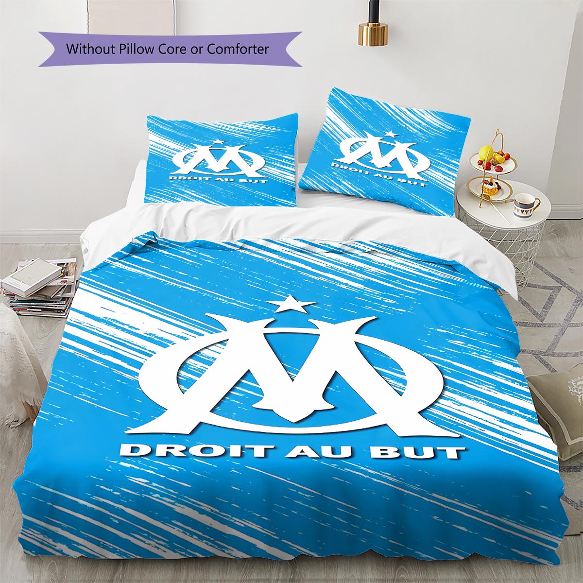 

Olympique de Marseille Pattern Bedding,Quilt Set Quilt Cover Pillowcase Home Birthday Gift (1 * duvet cover + 2 * pillowcase, without core) 135x200cm
