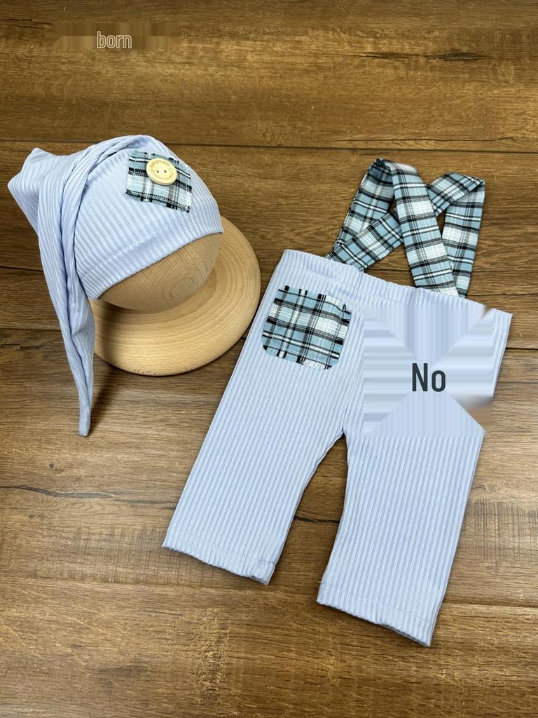 2-Piece Newborn Photoshoot Outfit: Hat & Overalls