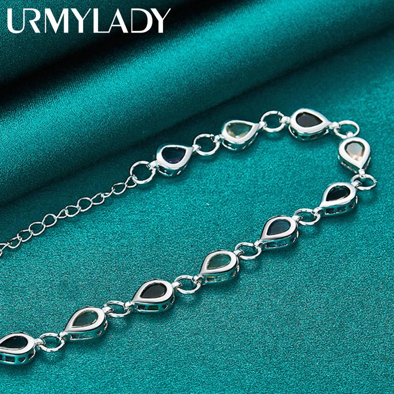 925 srebro bransoletka z cyrkonią w kształcie kropli wody dla kobiet biżuteria