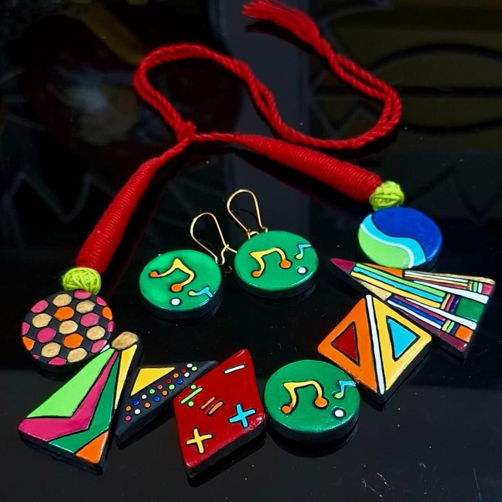 Colorful Clay Music Jewelry Set: Handmade Necklace