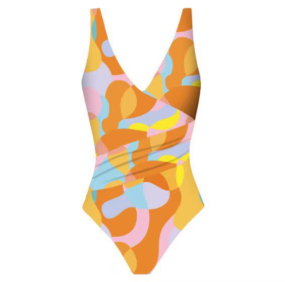 Europäischer Print-Bikini 2025 mit Sonnenschutz-Gaze-Rock - Resort-Bademode