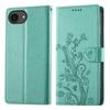 For iPhone 16e Wallet Case Butterfly Floral Imprint PU Leather Phone Cover with Wrist Strap