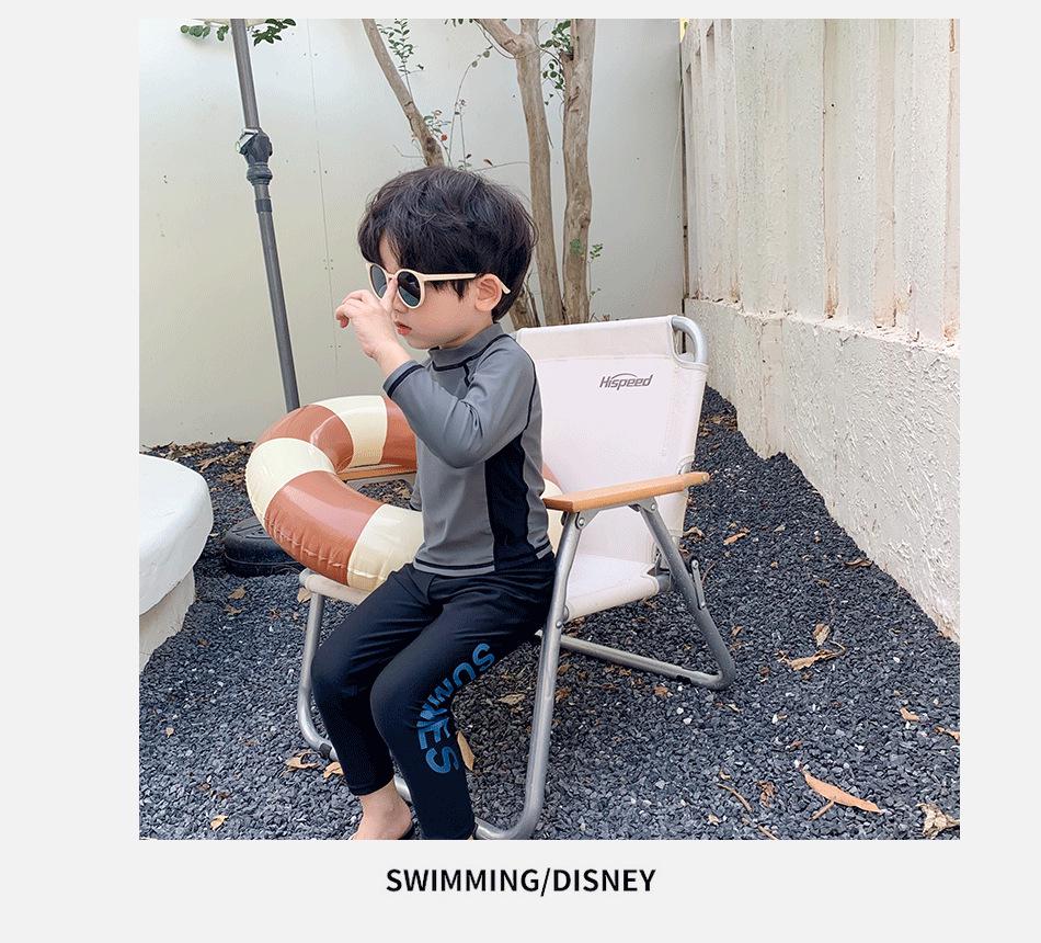 Korean Children's Egg Flower Long Sleeve One-Piece Swimsuit for Toddlers - Unisex Sunscreen Set