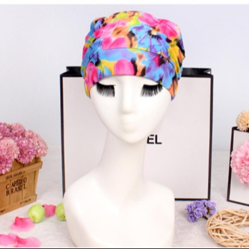 Printed Fabric Oversized Swimming Cap Breathable Bathing Cap Hot Spring Swimming Cap  Bathe