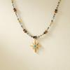 New Chinese Octagram Natural Stone Dopamine Color Beaded Necklace Femininity Retro Niche Collarbone Chain