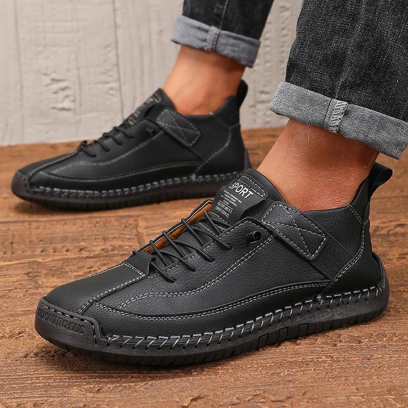 Men's Casual Shoes Luxurious Design Retro Soft Soled Commuting Shoes Lace Up Comfortable Durable Long Distance Travel Men Shoes