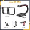 Zeadio Camera Smartphone Portable Handle Grip Handheld Video Rig with RGB Video Light Compatible with All Mirrorless and Smartphones & Stabilizer, &