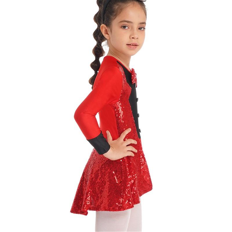 The Fancy Dress® Body Bambina Manica Lunga Stampa Leopardata - Microfibra Elasticizzata Per Danza E Ginnastica, Taglie 5-13 Anni