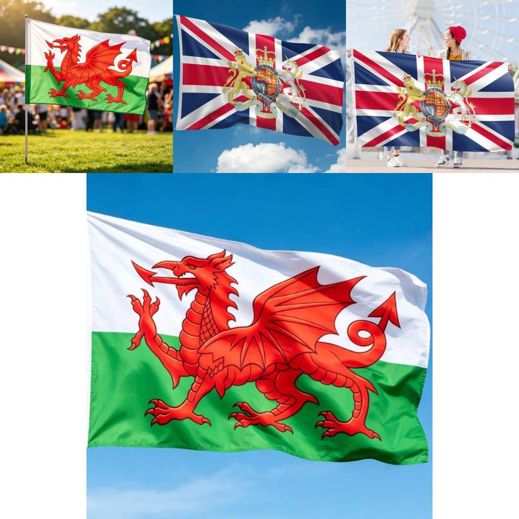 Welsh And Uk Flag Polyester Outdoor Indoor Garden Patriotic Banner For Home Decorations