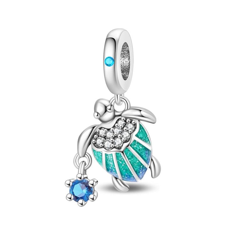 925 Silver Luminous Blue Ocean Series Octopus Starfish Charms Beads For Women Fit Bracelet DIY Jewelry Gifts