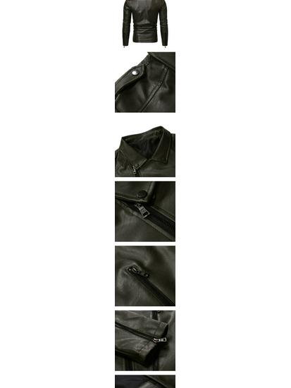 Men's 2019 Autumn/Winter Slim Fit PU Leather Motorcycle Jacket with Oblique Zipper and Lapel Design