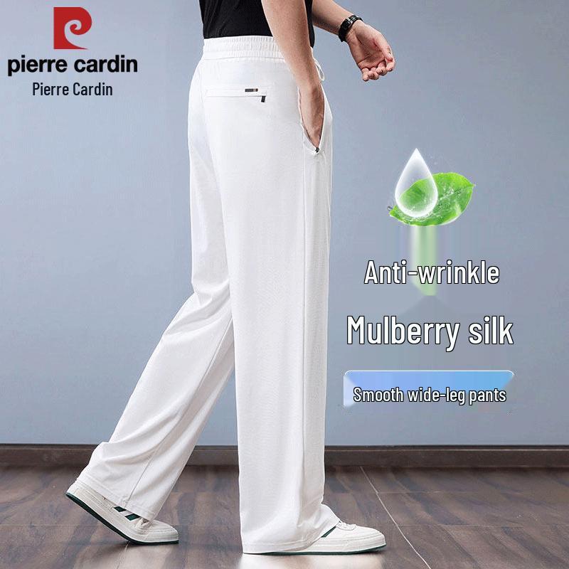 Pierre Cardin Men's Loose Fit Mulberry Silk Blend Summer Casual Pants