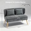 2-Seater Sofa, Small Chenille Sofa with Wingback, Thick Seat, Rubberwood Legs, Grey