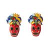 Personality Vintage Earring Rhinestone Enamel Skeleton Stud Earrings  Women