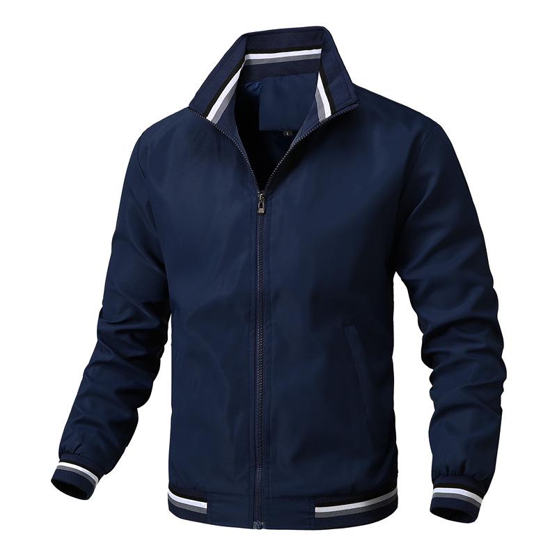 

Men s Plus Size Casual Korean Style Windbreaker - Thin Jacket for Spring and Autumn L темно-синий