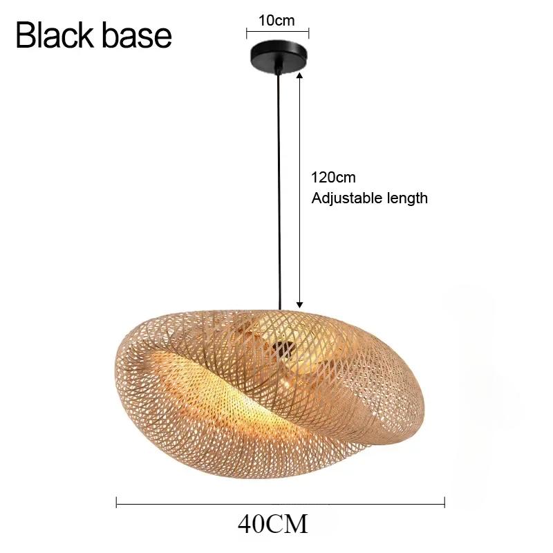 40cm Chinese Handmade Bamboo Suspension Lamp Wicker Rattan Wave Shade Pendant Lamps for Restaurant Aisle Tea Room House Indoor