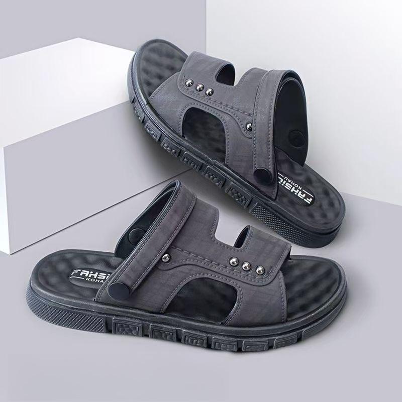 Fashion Men's Slip on Slippers 2025 Summer New Non Slip Soft Sole Casual Flat Shoes Fashion Breathable Comfortable Outdoor Beach Sandals